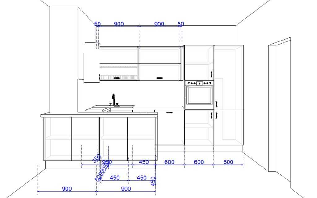 На каком расстоянии вешать верхние шкафы на кухне
