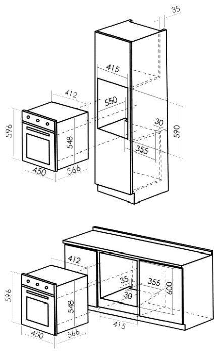 Размеры духовки встраиваемой кухни