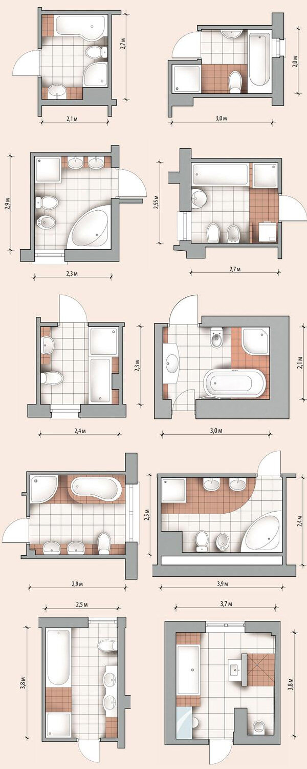 Планировка ванной комнаты 8м2