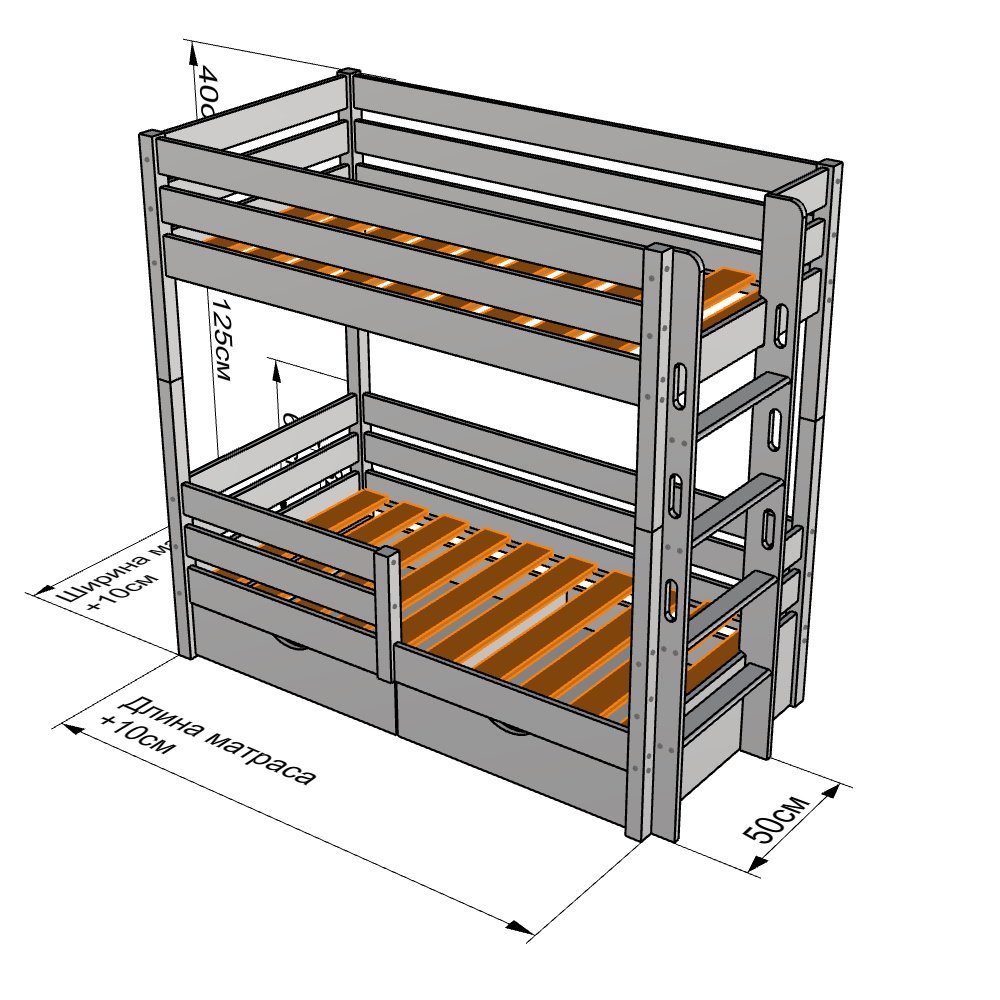 Детская двухъярусная кровать размеры своими руками