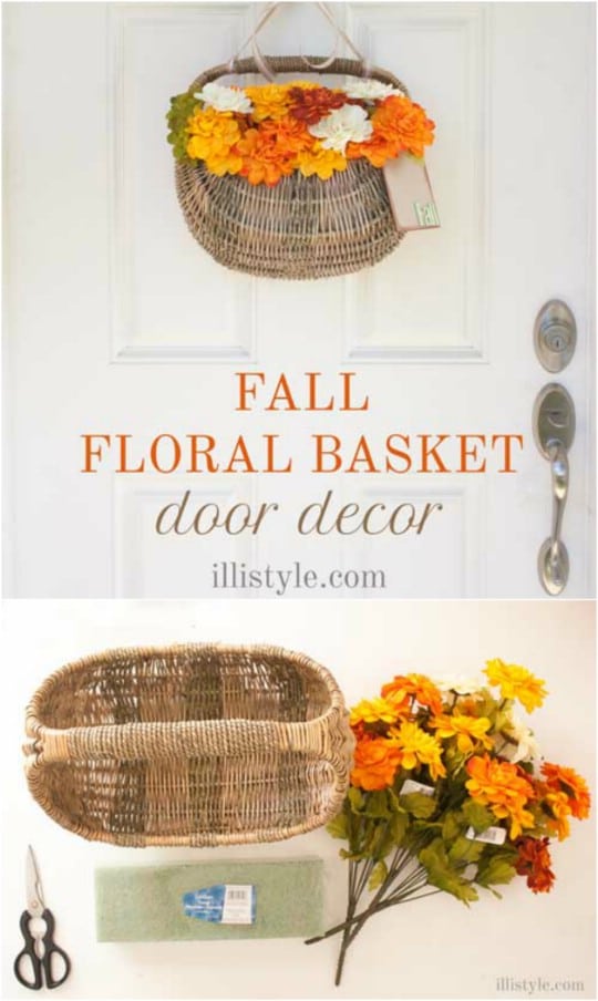 Easy DIY Floral Basket Door Décor