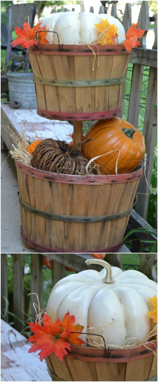 DIY Tiered Bushel Basket Décor