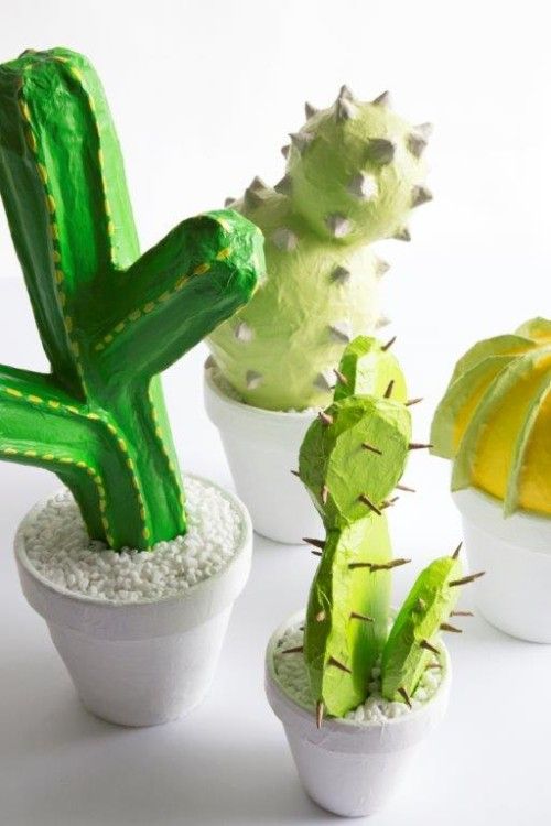 Paper mache cactuses