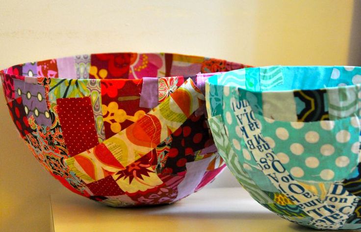 Scrap fabric mache bowls