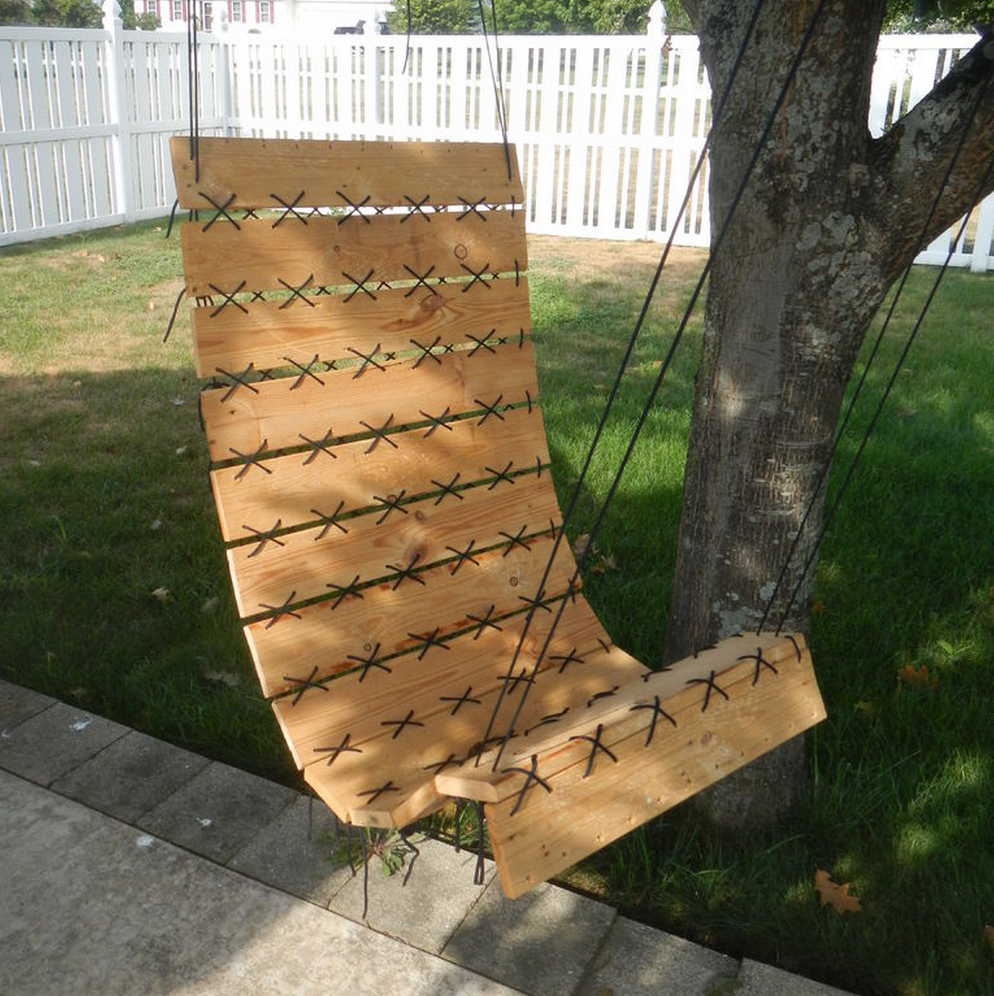 Wooden pallet hanging chair