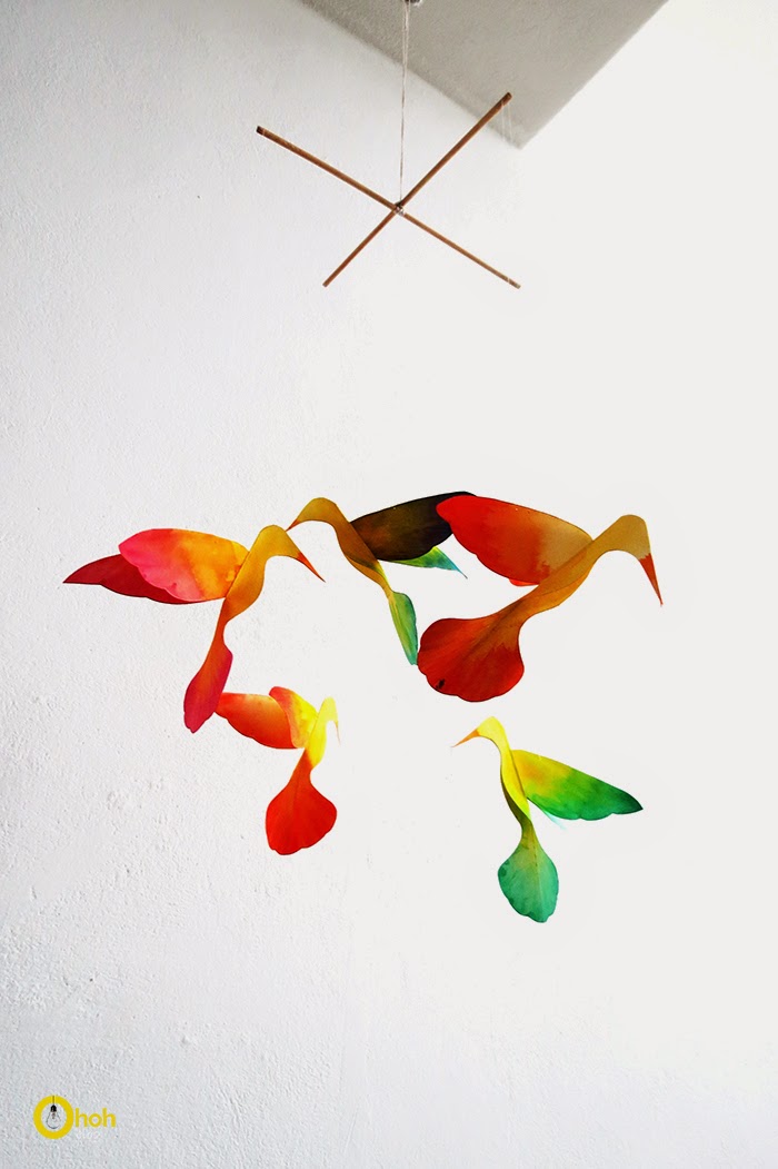 DIY hummingbirds paper mobile