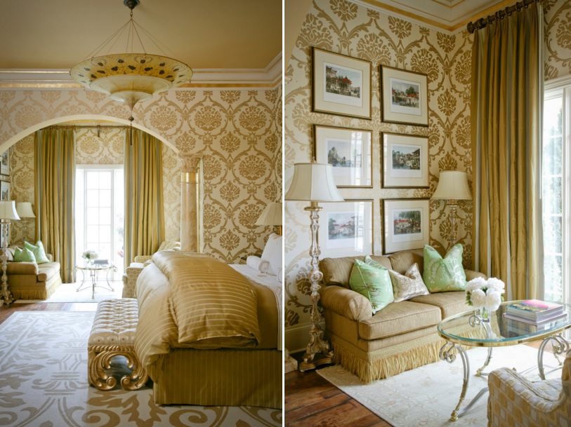 Master bedroom featuring a lavish gold decor