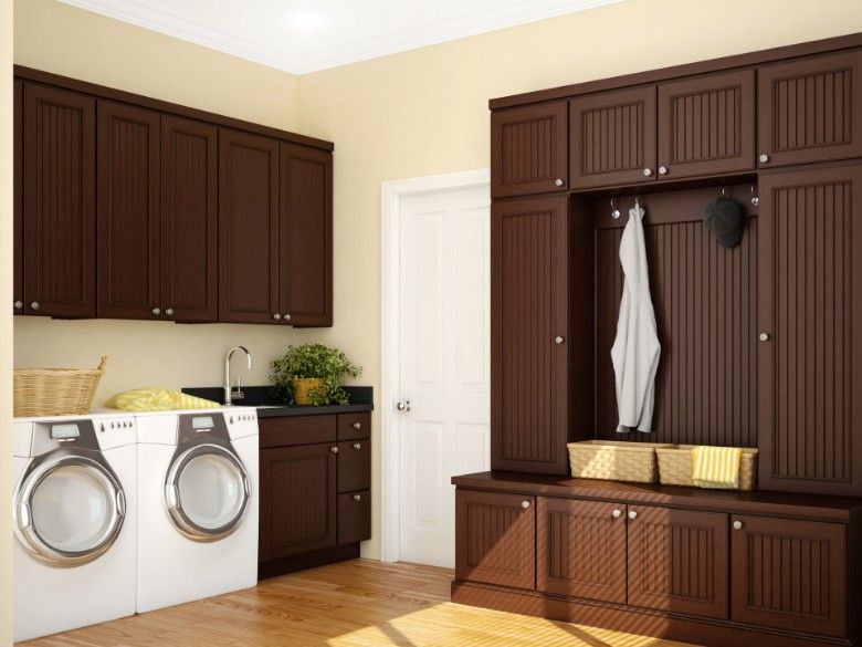 Brown laundry room design