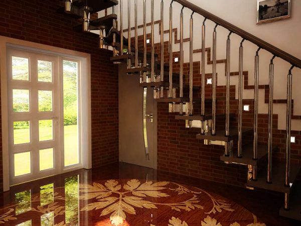 роскошный интерьер коридора с лестницей