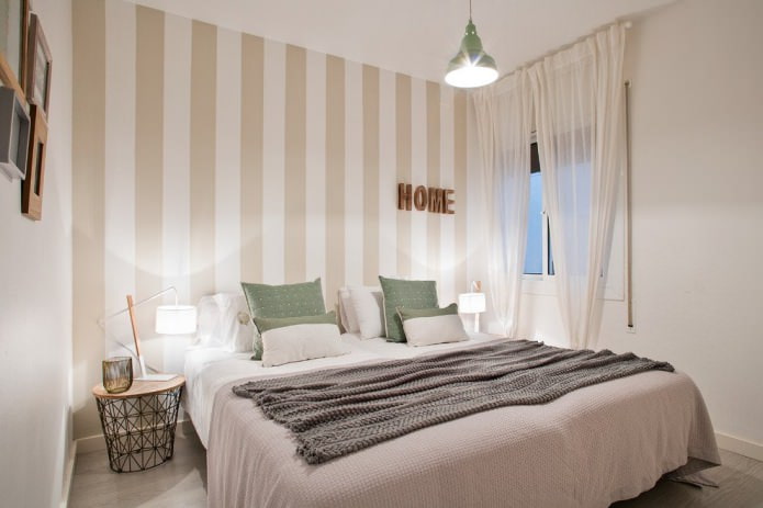 бело-бежево интерьер спальни в современном стиле