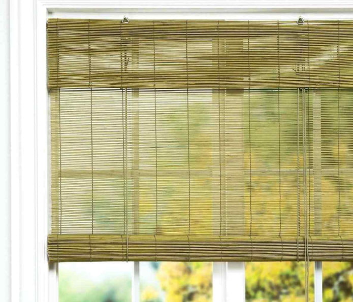 зеленые рулонные шторы из бамбука