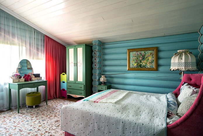 дизайн интерьера голубой спальни