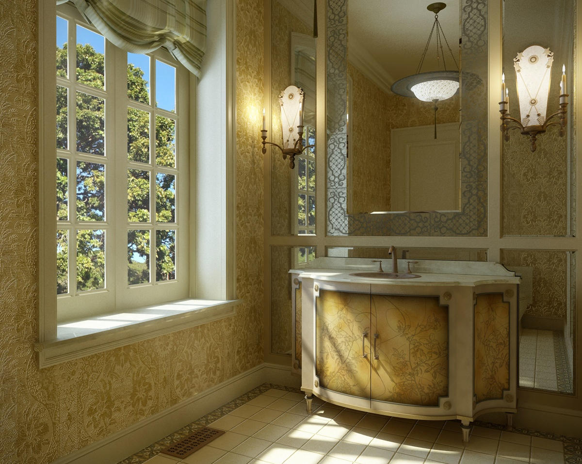 Дизайн ванной комнаты янтарное рококо
