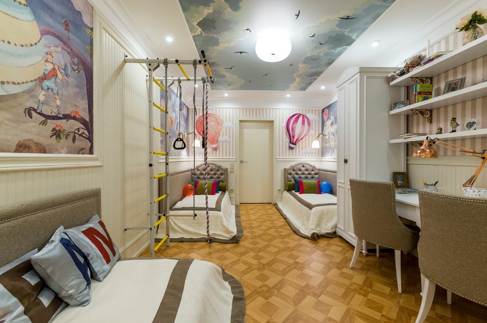 детская комната для троих детей интерьер фото