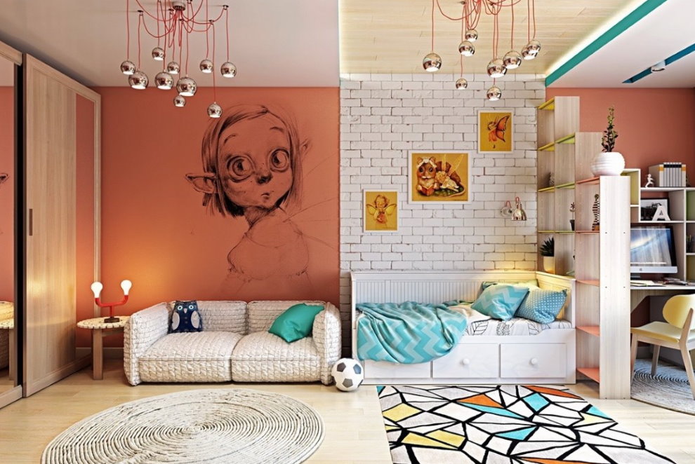 Дизайн стен в детской для мальчиков