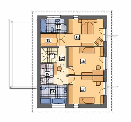 План второго этажа двухэтажного частного дома