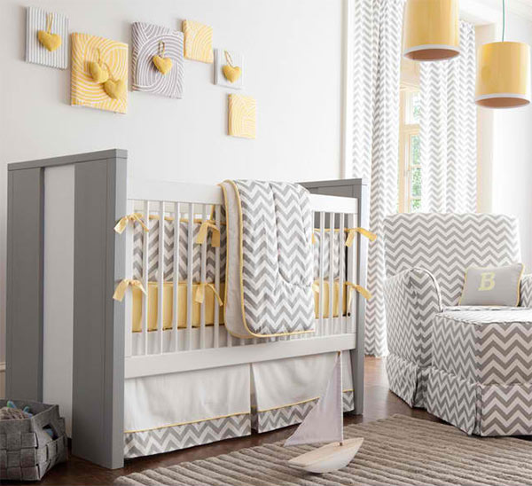Gray and Yellow Crib Bedding