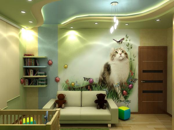 Обои с оптической иллюзией и изображением животных отлично впишутся в интерьер детской комнаты