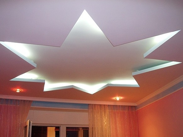 Двухуровневые потолки из гипсокартона фото