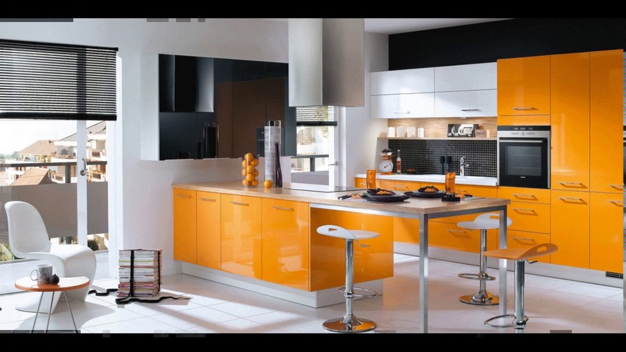 оранжевая кухня в стиле хай тек