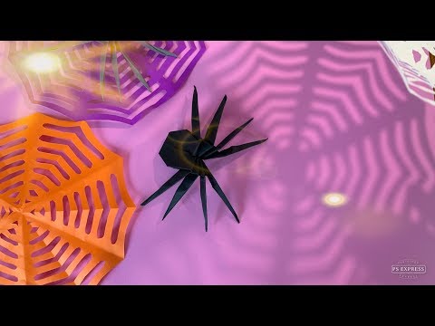 Прыгающий паучок с паутиной. Оригами. Halloween.