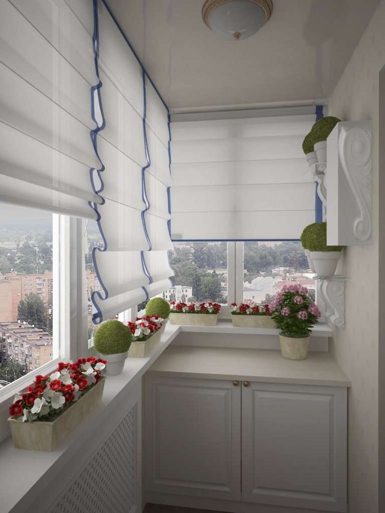 Идеи дизайна балкона: широкий подоконник для цветов. Фото 1