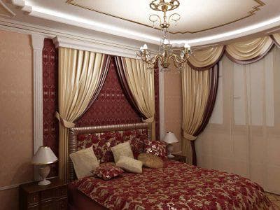 шторы на одну сторону для спальни в стиле барокко