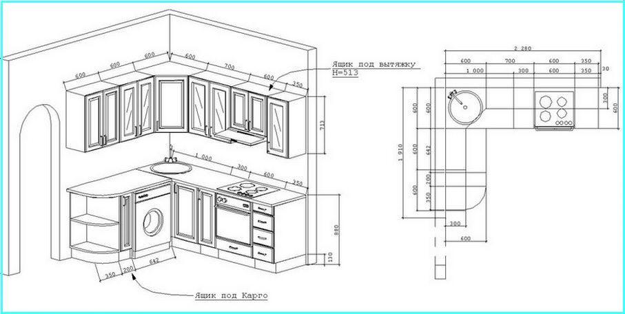 Составление правильного чертежа кухни подразумевает учет размеров и особенностей помещения, а также рост хозяев