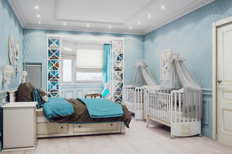 Зонирование комнаты для родителей и ребенка - фото