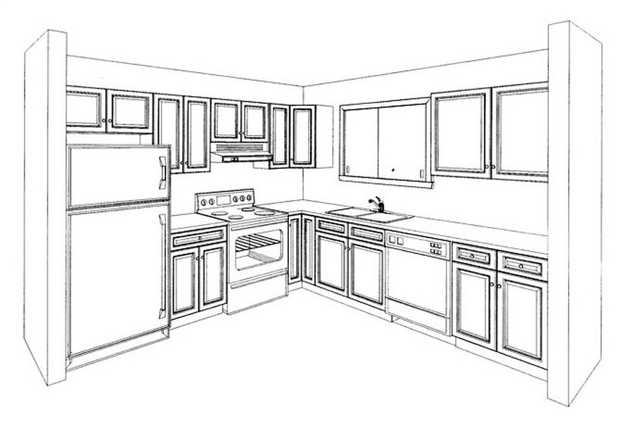 Шаблон для рисования кухни угловой