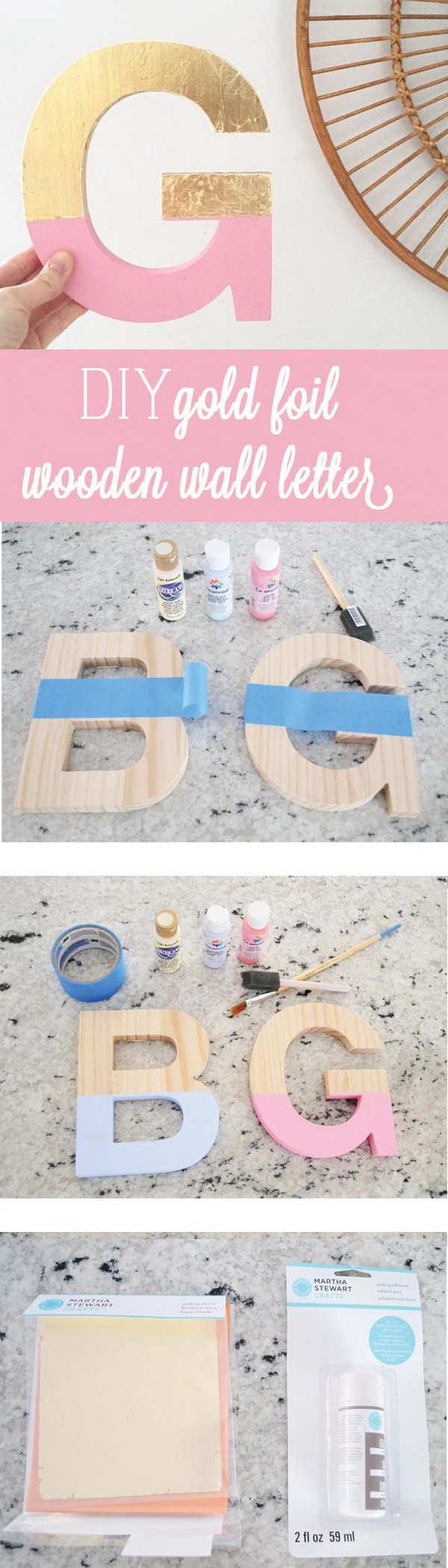 Foil Wooden Letter. Super cute and relatively easy! Look great in kid