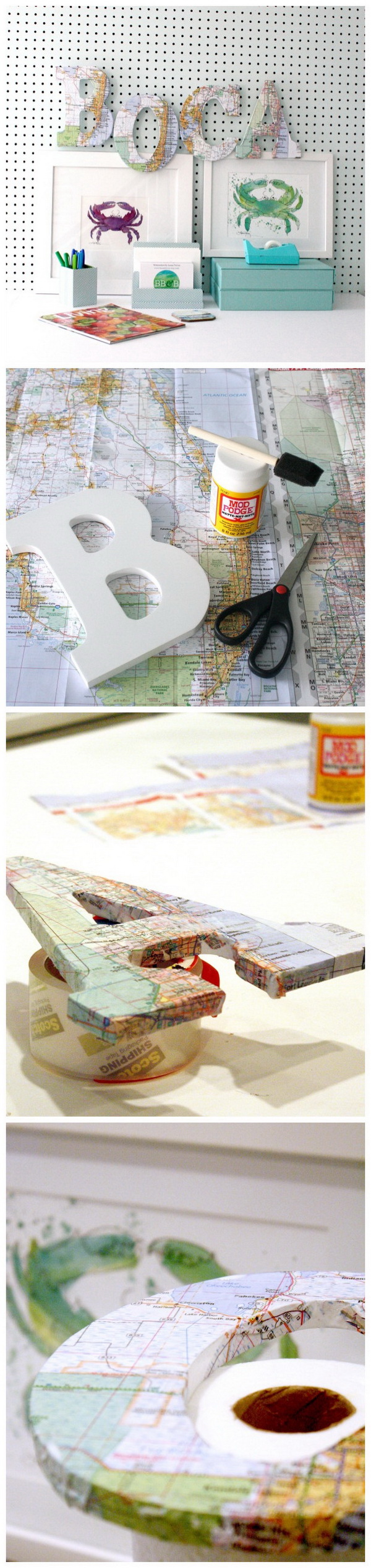 DIY Map Letters. Another DIY version of DIY decorative letters made with vintage map pages! Perfect for the wall decor of a study room!