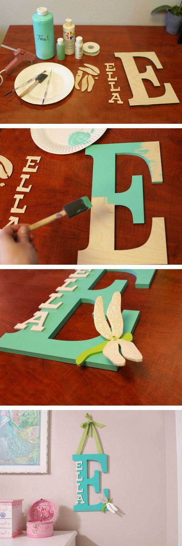 Painted Wooden Letter. This painted wooden letter is super easy to make and looks perfect when haning in kid