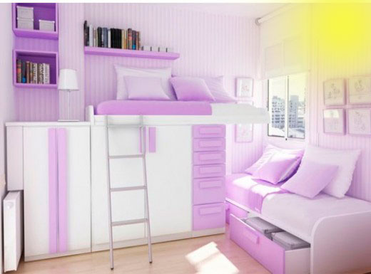 фиолетовый цвет в интерьере детской комнаты 2