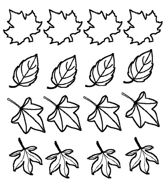 Шаблоны листьев для вырезания из цветной бумаги для украшения класса
