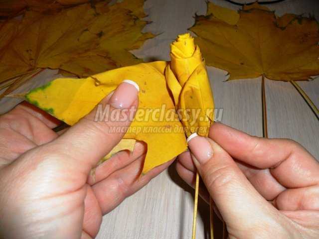 Осенние поделки. Букет из листьев «Желтые розы». Мастер класс с пошаговыми фото