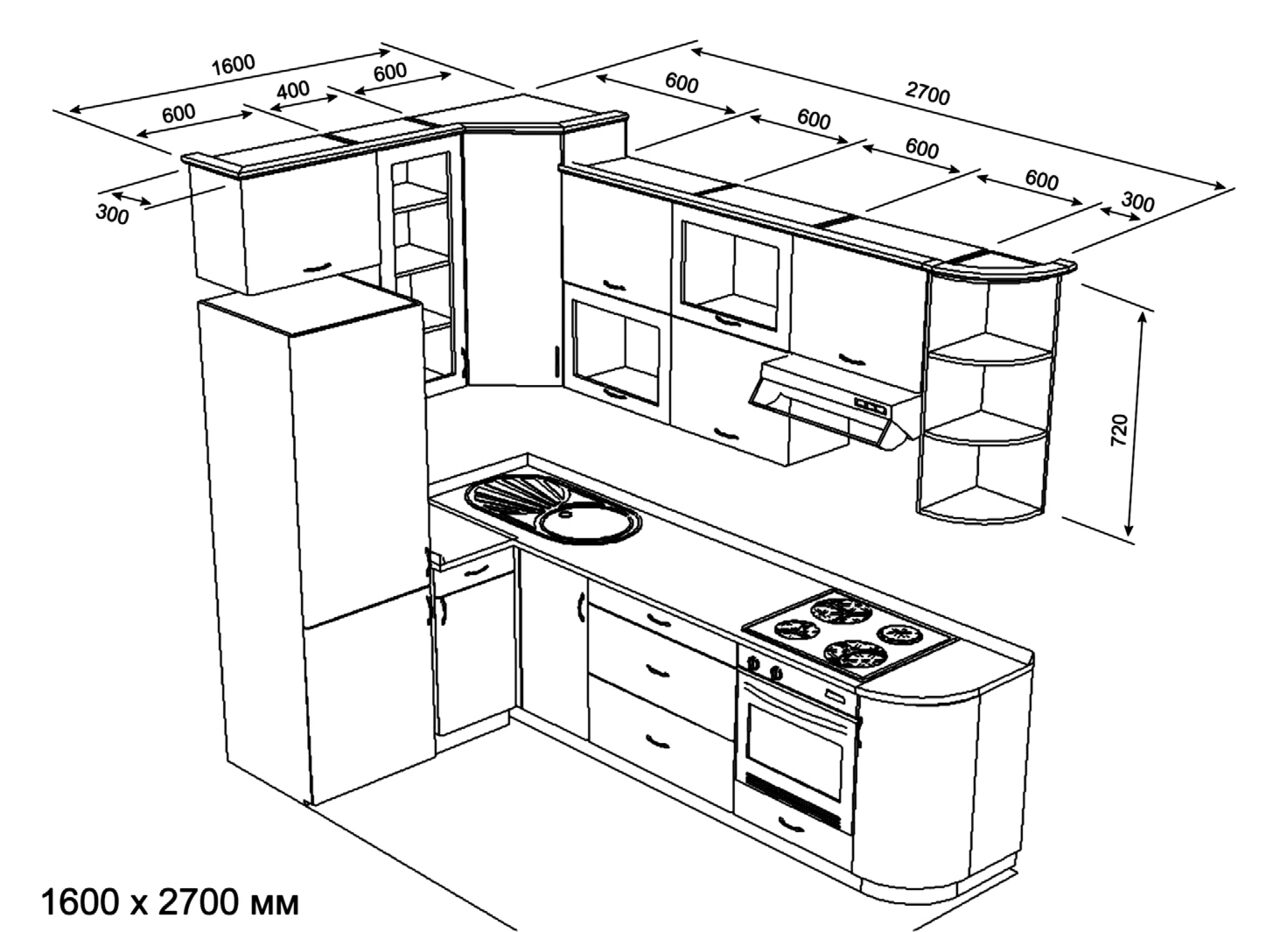 мебель чертежи угловой кухни