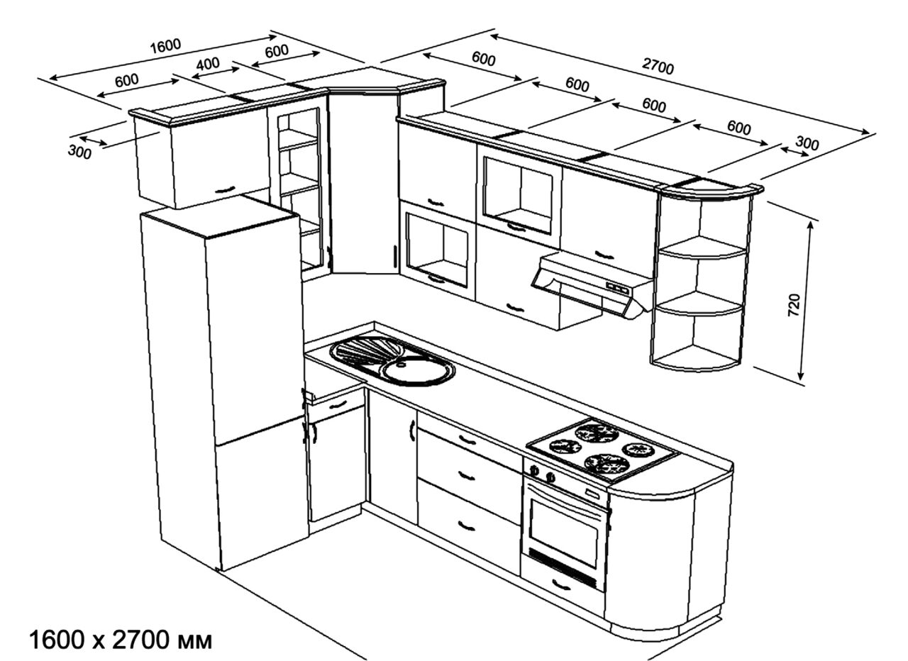 кухня угловая 2700 на 2700