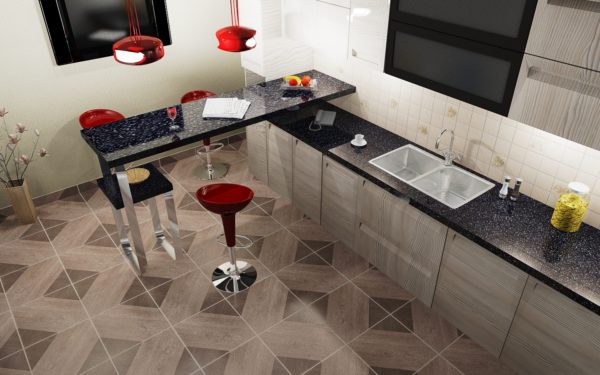 Керамическая плитка - самый популярный отделочный материал для кухонного пола