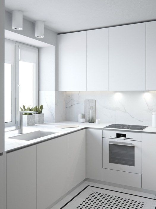 белые кухонные гарнитуры для маленькой кухни