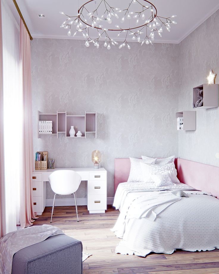 Дизайн спальни для девушки в светлых тонах