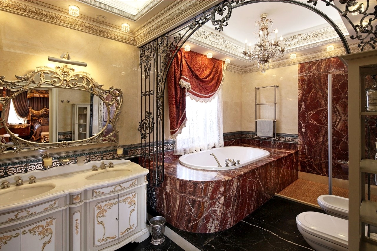 барокко в интерьере ванной комнаты