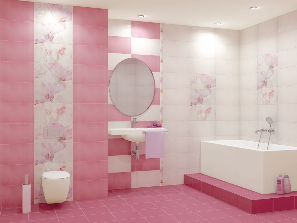 Розовый цвет в ванной