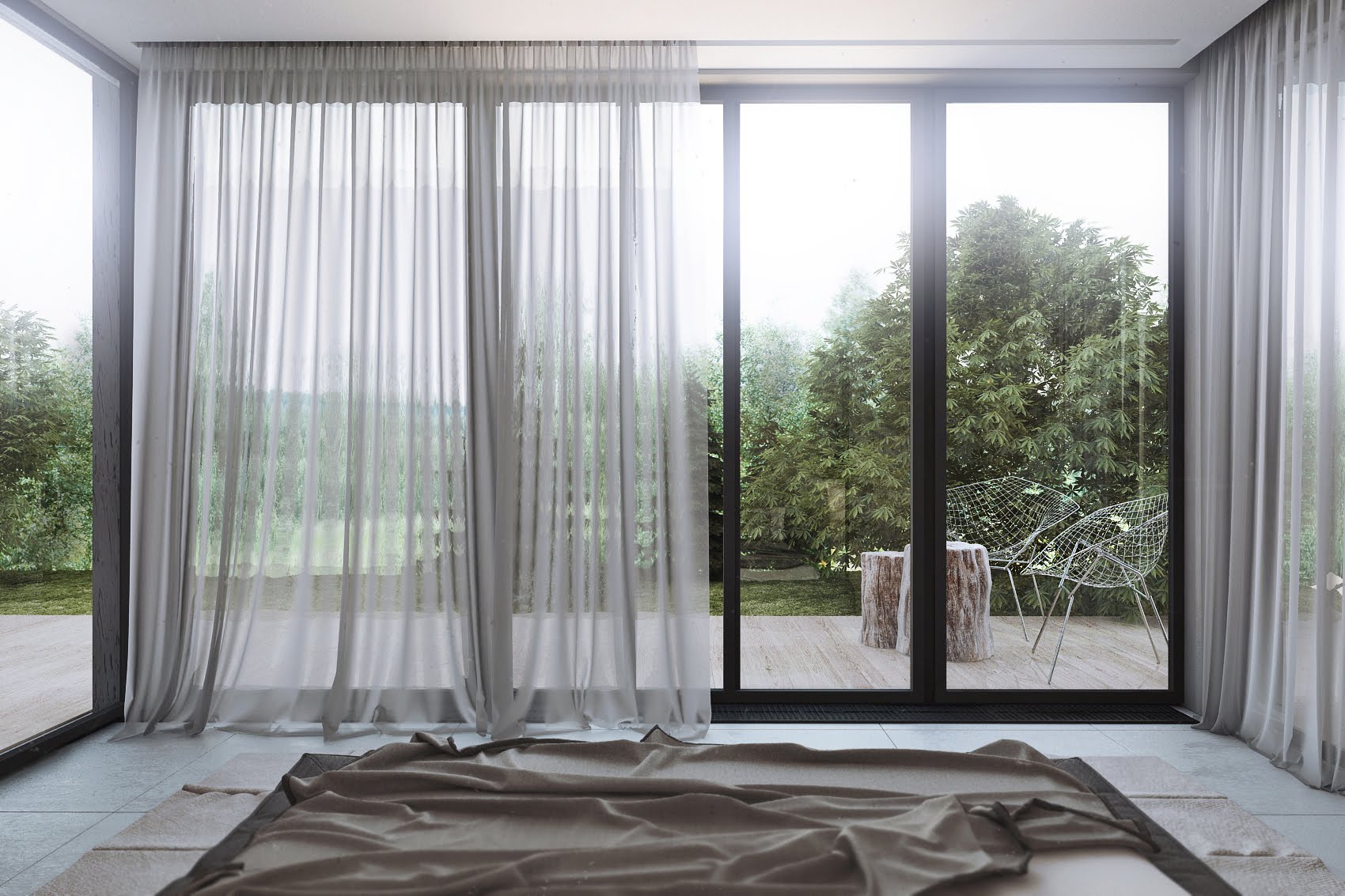 Панорамные окна в спальне