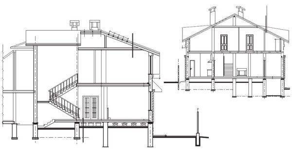 Дом разрез план фасад разрез