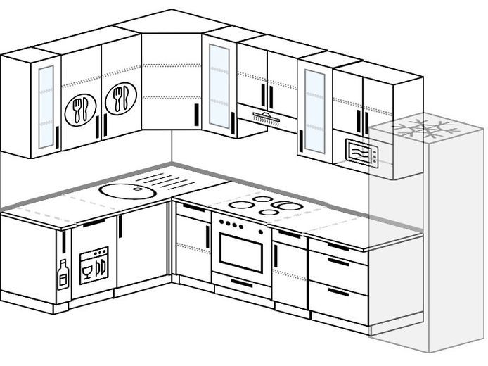 Шаблон для рисования кухни угловой