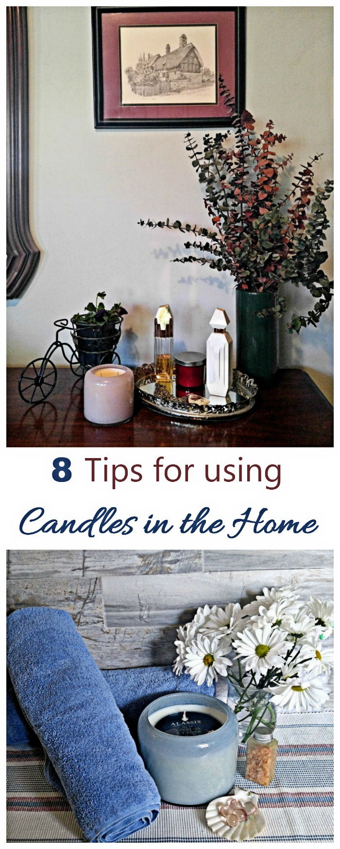 Candles add mood and coziness to any rooms of the house. I use them everywhere, including on my patio. See my 8 tips for using candles and how to make the most of them in every room of the house.. #chesapeakebaycandle #alassis #ad