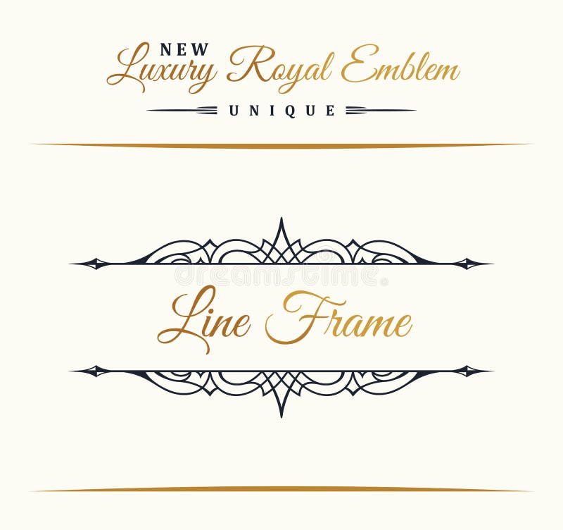 Calligraphic Luxury line logo. Flourishes elegant emblem monogram. Royal vintage divider design royalty free illustration