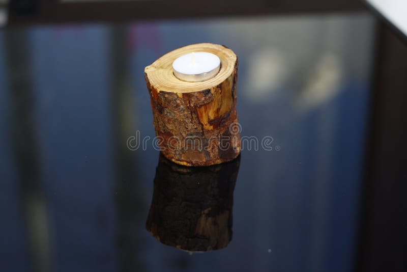 Candle wooden handmade chandelier decorative light antique. Bodrum, Turkey stock photo