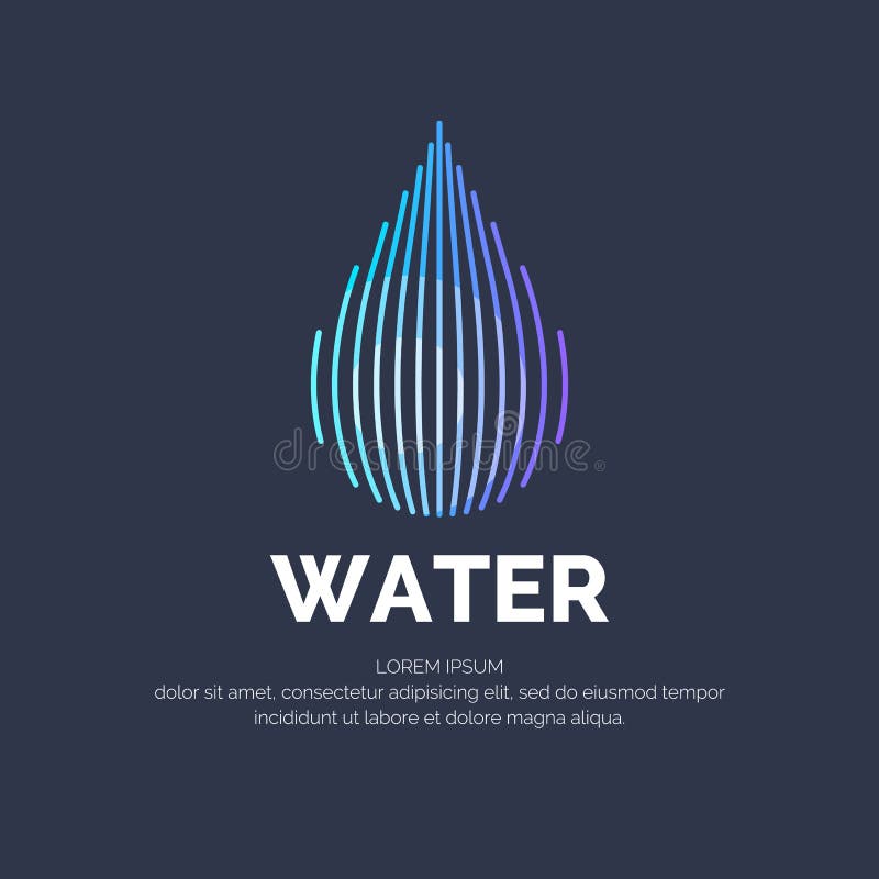 Modern line vector logo of the water drop stock illustration